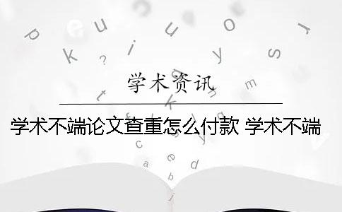 学术不端论文查重怎么付款？ 学术不端论文查重系统怎么样